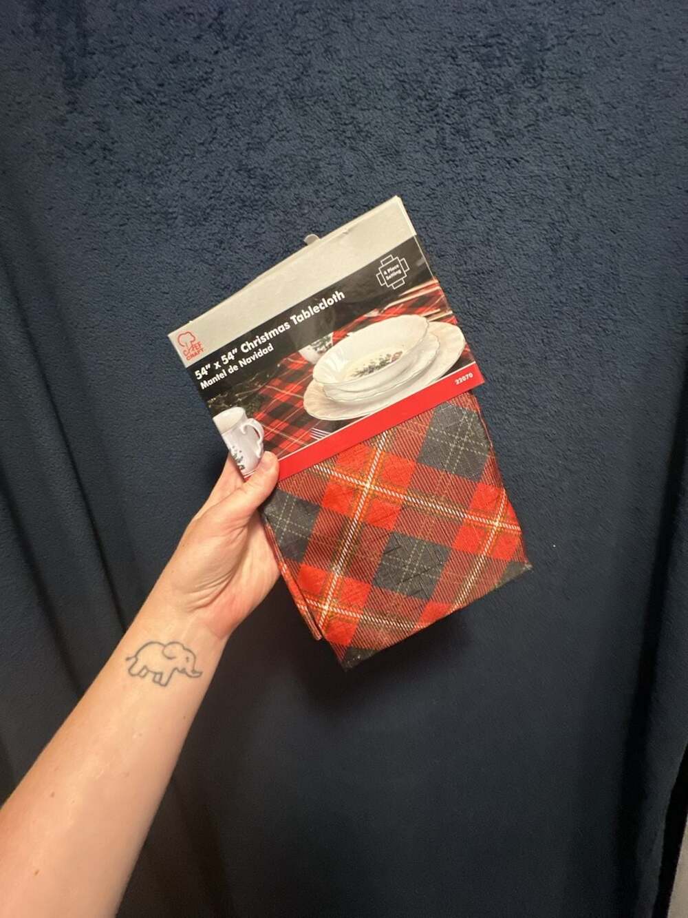 Chef Craft 54" x 54" Christmas Plaid Tablecloth, Model 22070